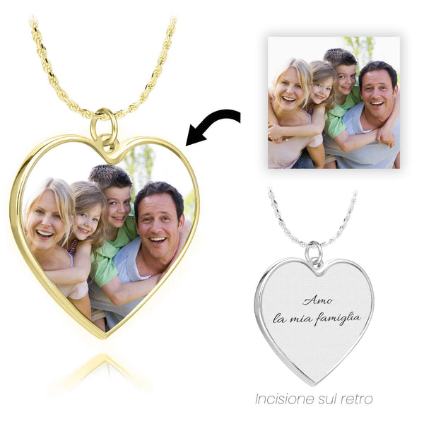 Collana Foto Personalizzata Cuore Maglia Corda - My Mo Gioielli